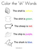 Color the "sh" Words Coloring Page