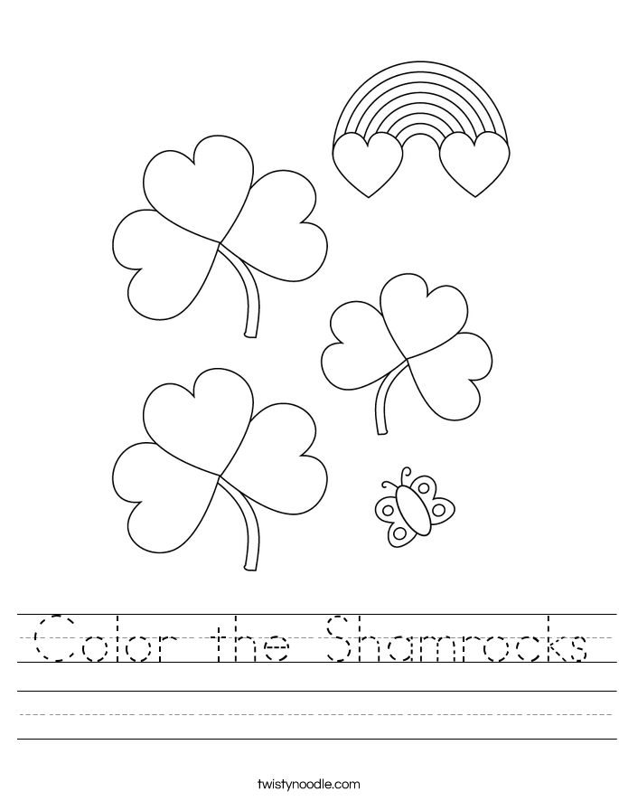 Color the Shamrocks Worksheet - Twisty Noodle