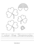 Color the Shamrocks Handwriting Sheet