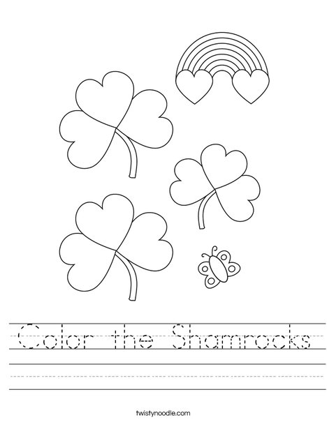Color the Shamrocks Worksheet - Twisty Noodle