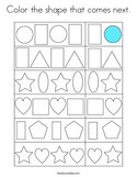 Color the shape that comes next Coloring Page