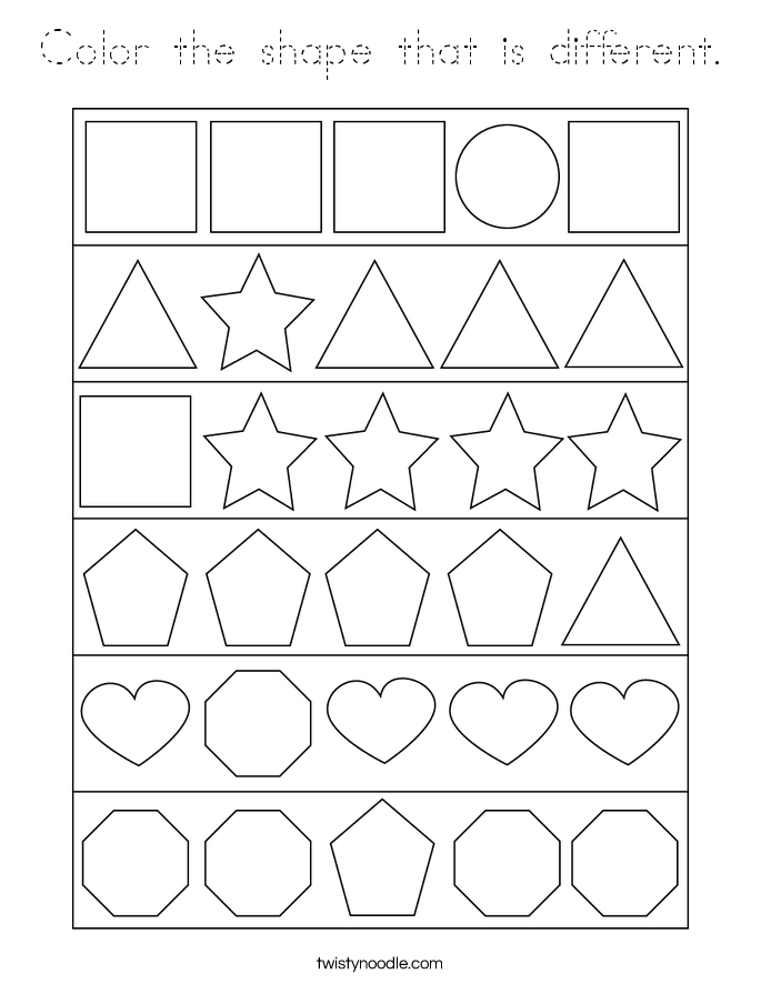 Color the shape that is different. Coloring Page