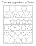 Color the shape that is different Coloring Page