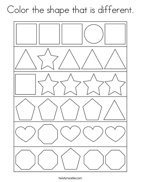 Color the shape that is different. Coloring Page