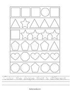 Color the shape that is different Handwriting Sheet