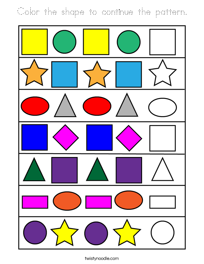 Color the shape to continue the pattern. Coloring Page