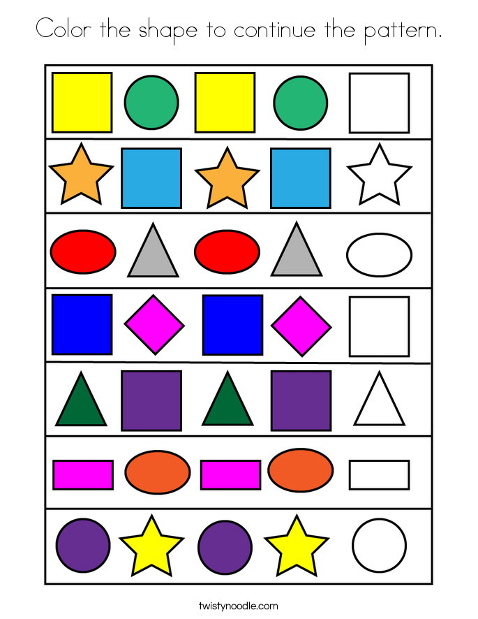 Color the shape to continue the pattern. Coloring Page
