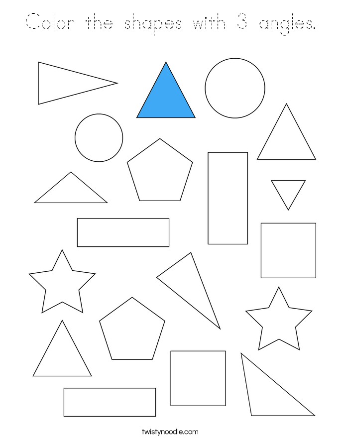 Color the shapes with 3 angles. Coloring Page