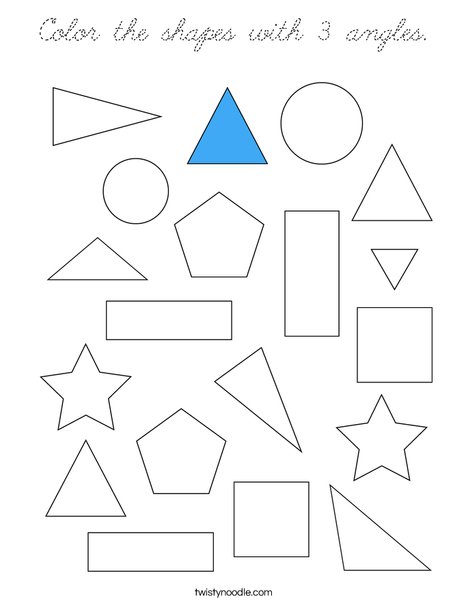 Color the shapes with 3 angles. Coloring Page