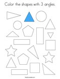 Color the shapes with 3 angles. Coloring Page