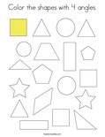 Color the shapes with 4 angles. Coloring Page