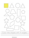 Color the shapes with 4 angles. Worksheet