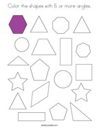 Color the shapes with 5 or more angles Coloring Page