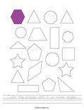 Color the shapes with 5 or more angles. Worksheet