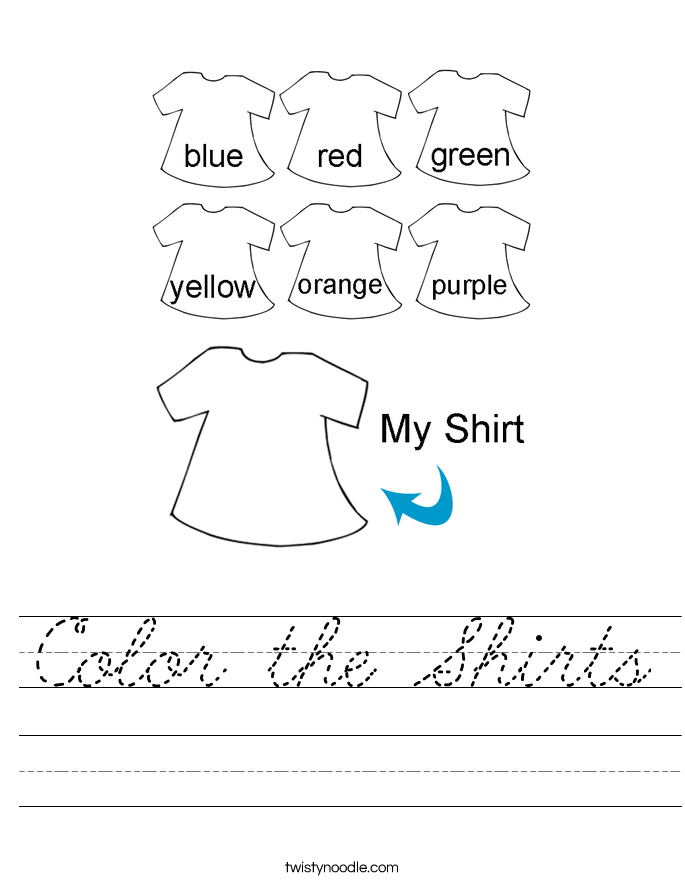 Color the Shirts Worksheet