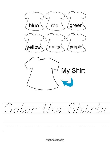 Color the Shirts Worksheet