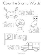 Color the Short a Words Coloring Page