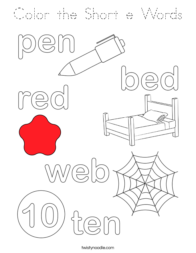 Color the Short e Words Coloring Page