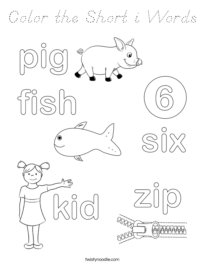 Color the Short i Words Coloring Page