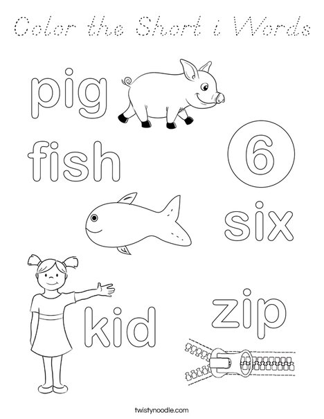 Color the Short i Words Coloring Page