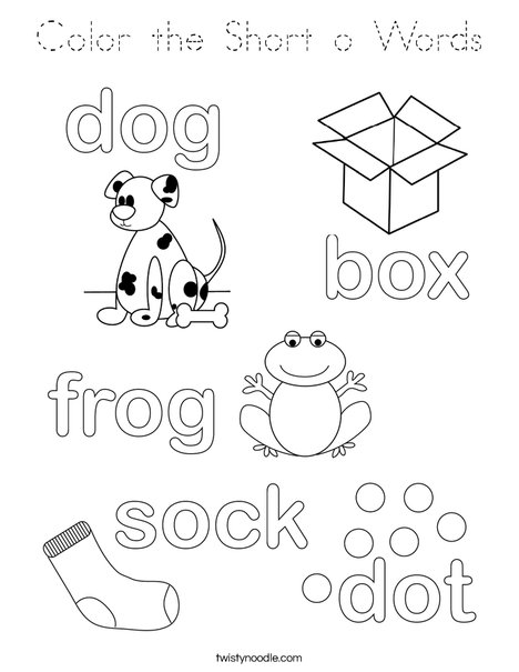 Color the Short o Words Coloring Page