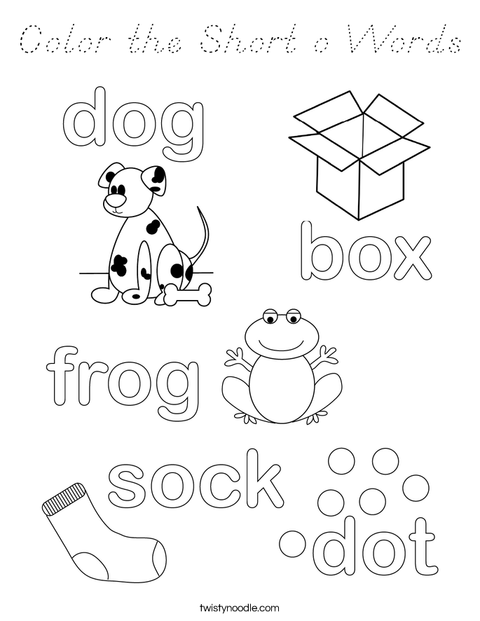 Color the Short o Words Coloring Page