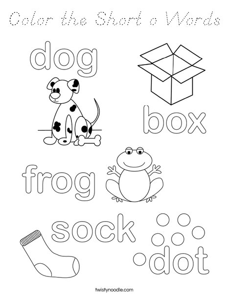 Color the Short o Words Coloring Page