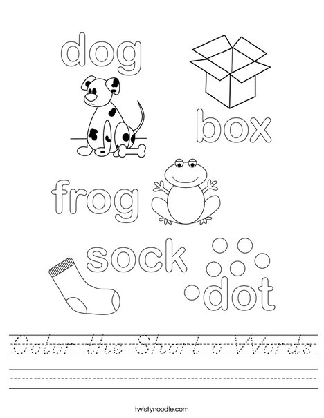 Color the Short o Words Worksheet