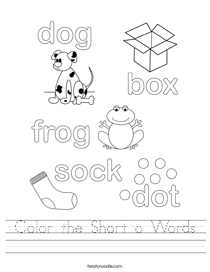 Color the Short o Words Worksheet