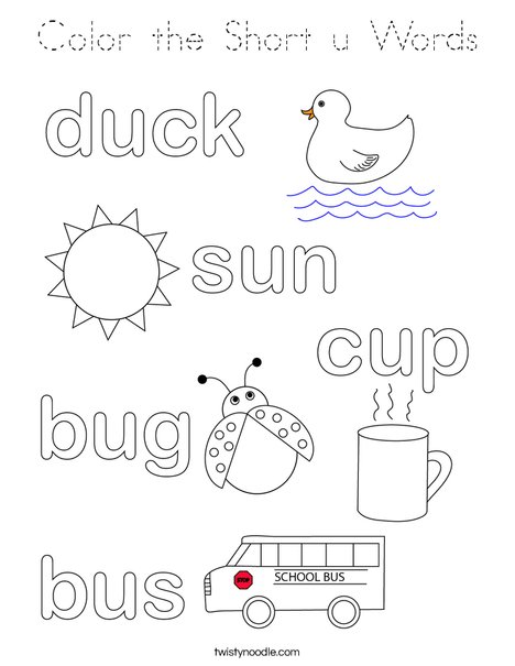 Color the Short u Words Coloring Page