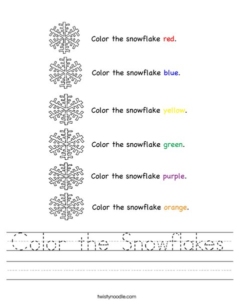 Color the Snowflakes Worksheet
