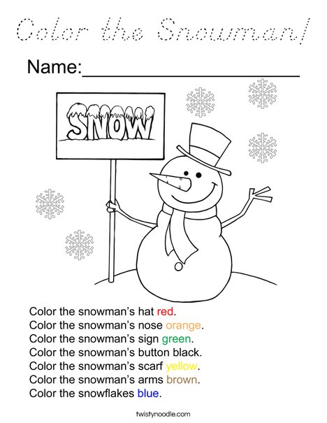 Color the Snowman Coloring Page