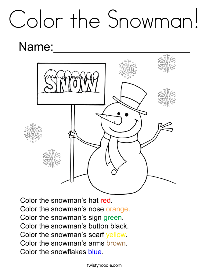 Color the Snowman! Coloring Page