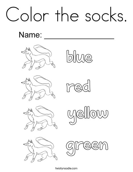Color the socks Coloring Page - Twisty Noodle