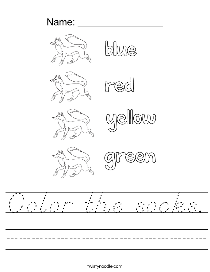 Color the socks. Worksheet