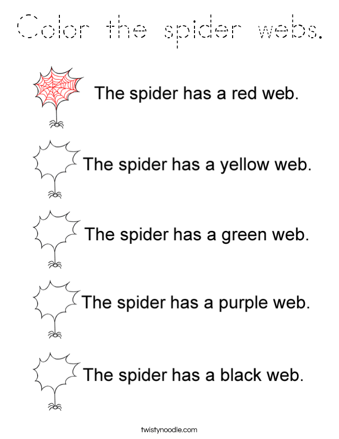 Color the spider webs. Coloring Page