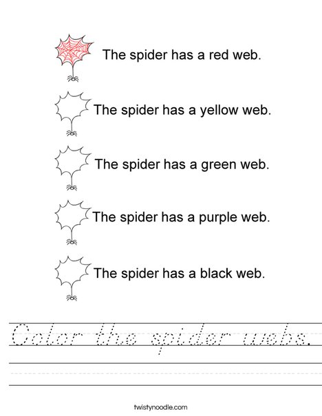 Color the spider webs Worksheet