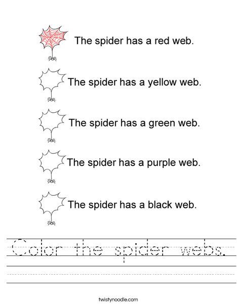 Color the spider webs Worksheet