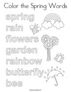 Color the Spring Words Coloring Page