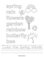Color the Spring Words Handwriting Sheet