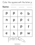 Color the squares with the letter p Coloring Page