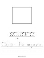 Color the square Handwriting Sheet
