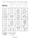 Color the squares with the Easter eggs Coloring Page