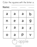 Color the squares with the letter a Coloring Page