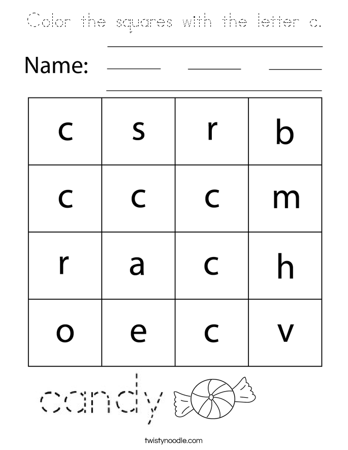 Color the squares with the letter c. Coloring Page