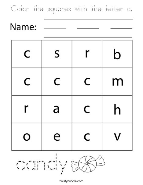 Color the squares with the letter c. Coloring Page