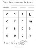 Color the squares with the letter c Coloring Page