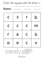 Color the squares with the letter c Coloring Page