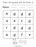 Color the squares with the letter d Coloring Page