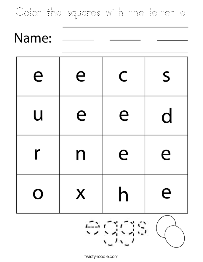 Color the squares with the letter e. Coloring Page